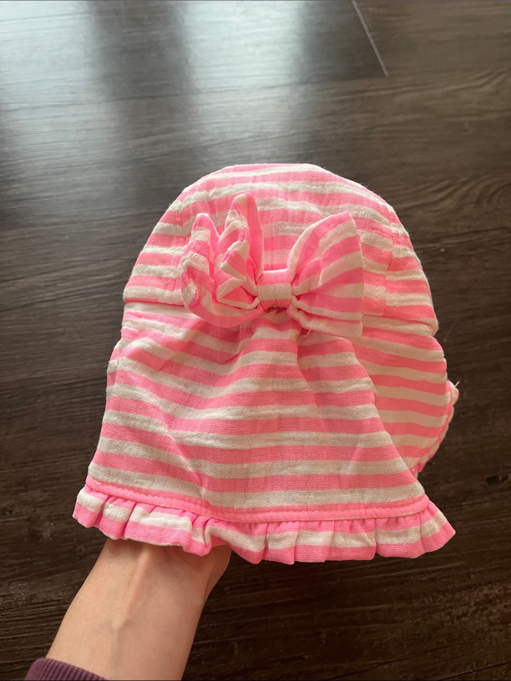 The Children’s Place Pink Striped Swim Hat 6-12 Months - Picture 2 of 3